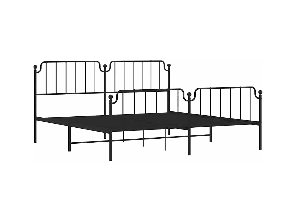 Bedframe met hoofd- en voeteneinde metaal zwart 193x203 cm