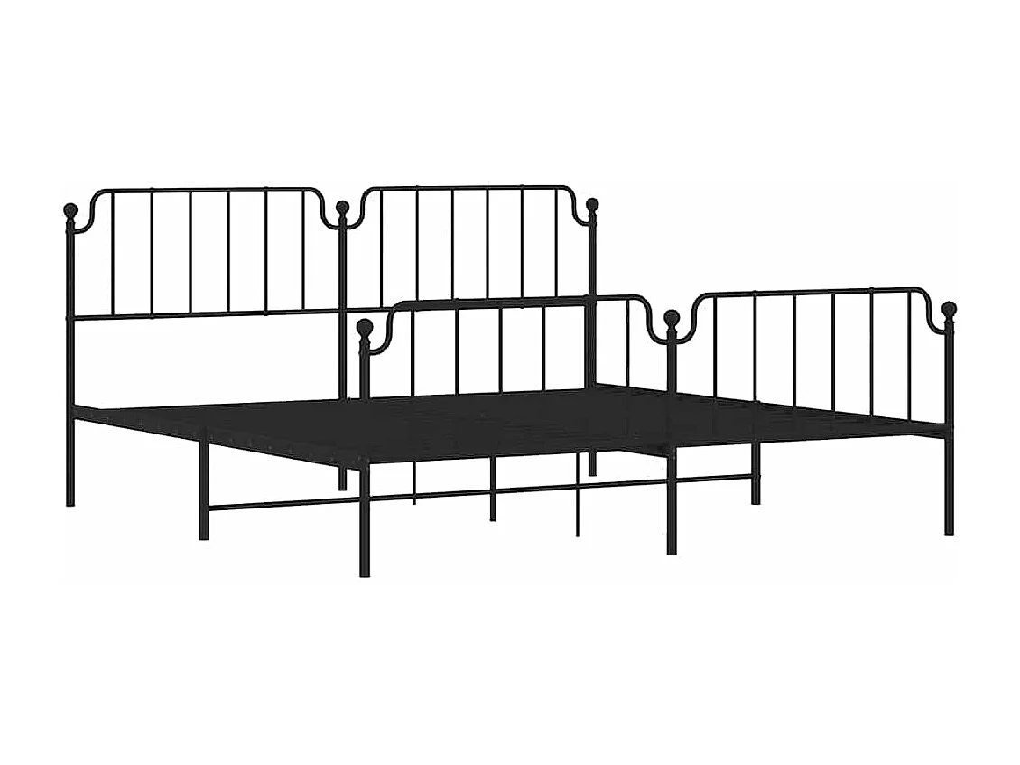 Cadre de lit métal sans matelas avec pied de lit noir 193x203cm