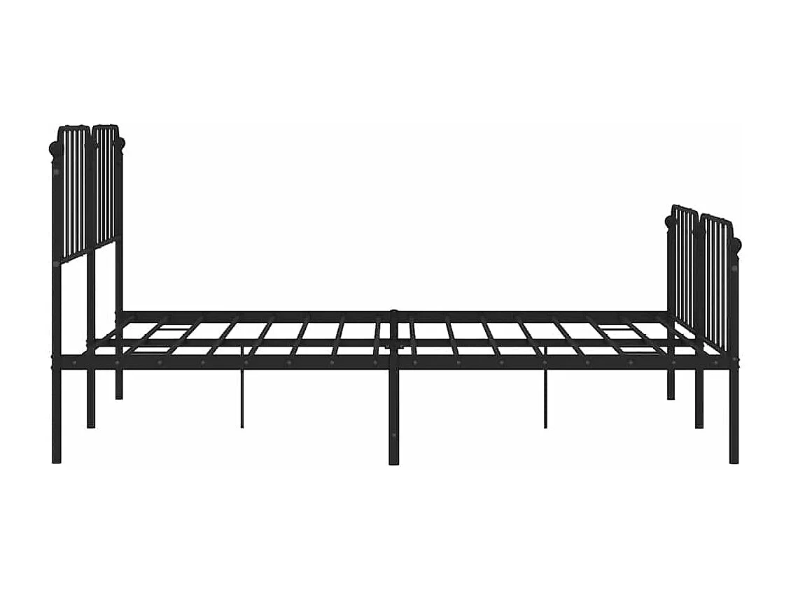 Cadre de lit métal sans matelas avec pied de lit noir 193x203cm