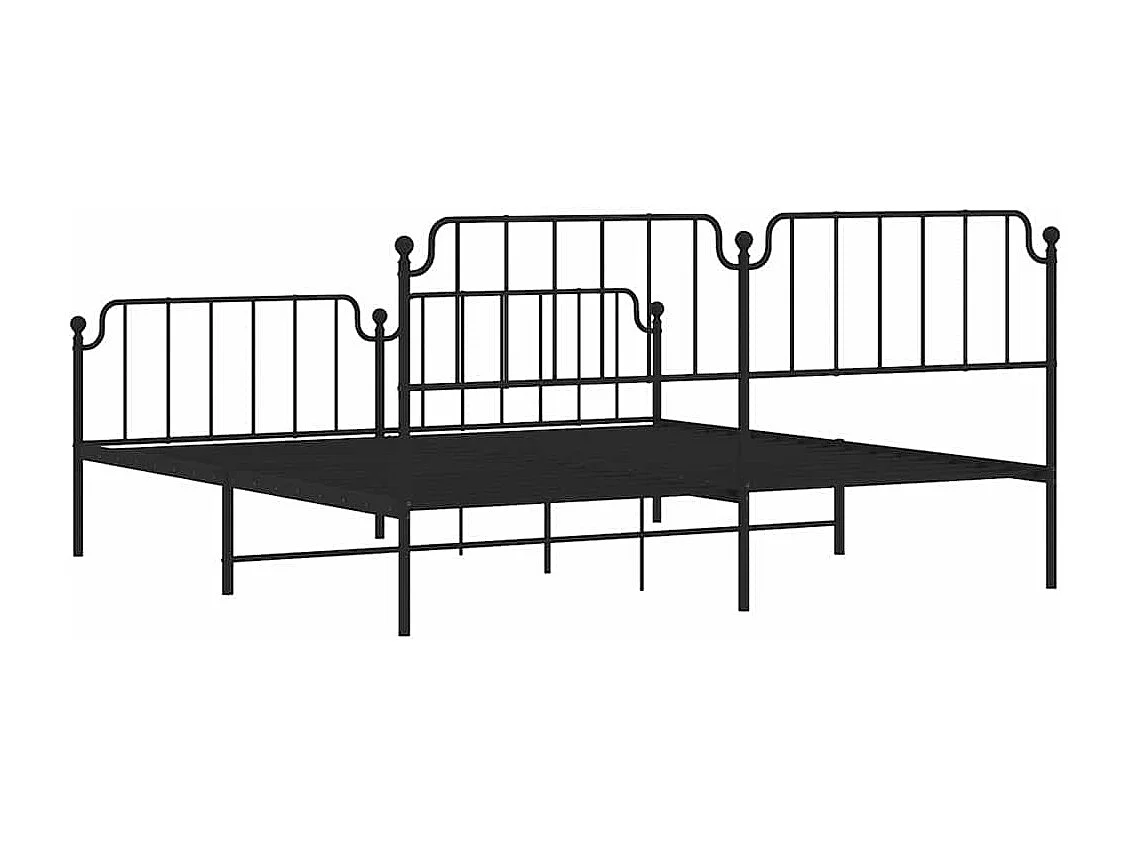 Cadre de lit métal sans matelas avec pied de lit noir 193x203cm