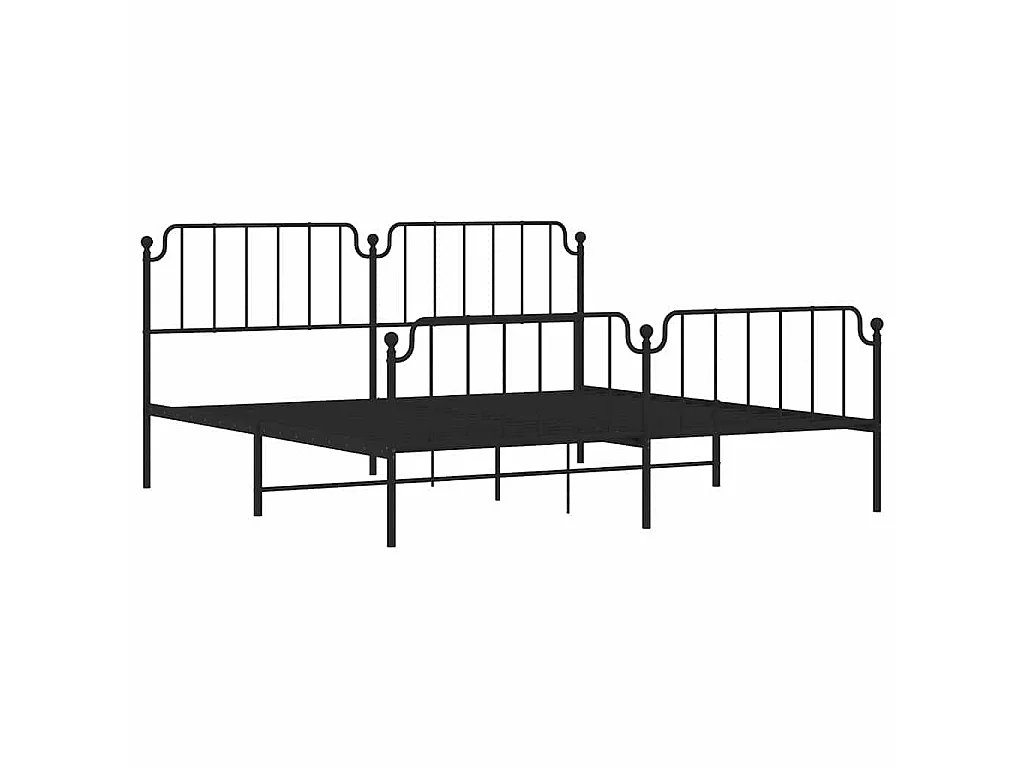 Cadre de lit métal sans matelas avec pied de lit noir 193x203cm