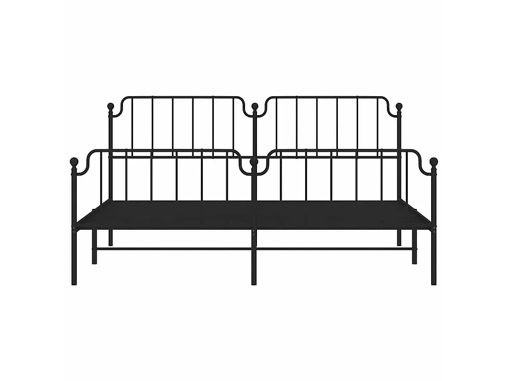 Cadre de lit métal sans matelas avec pied de lit noir 193x203cm