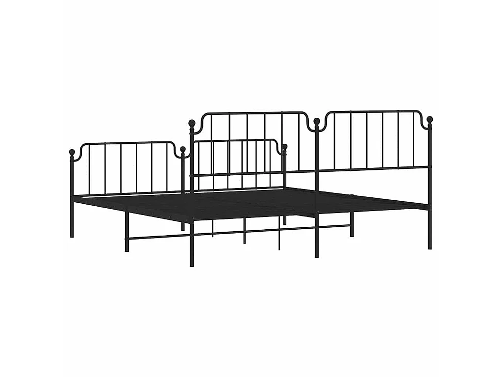 Cadre de lit métal sans matelas avec pied de lit noir 193x203cm