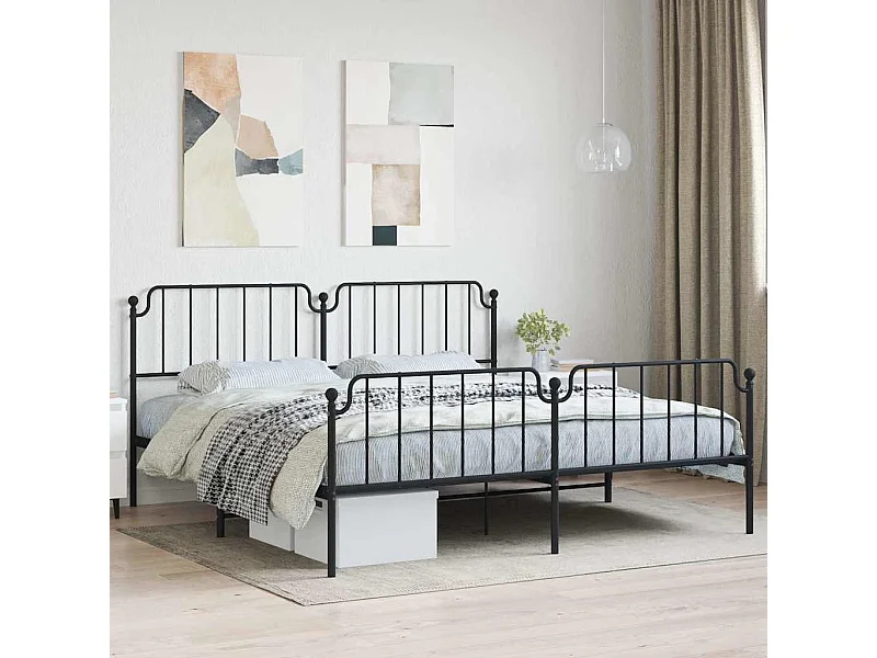 Estructura cama sin colchón con estribo metal negro 193x203 cm
