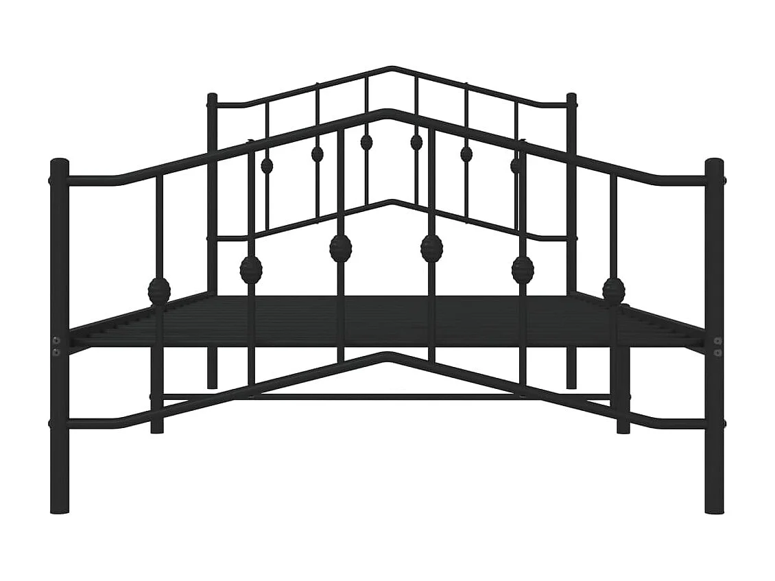 Cadre de lit métal sans matelas avec pied de lit noir 107x203cm