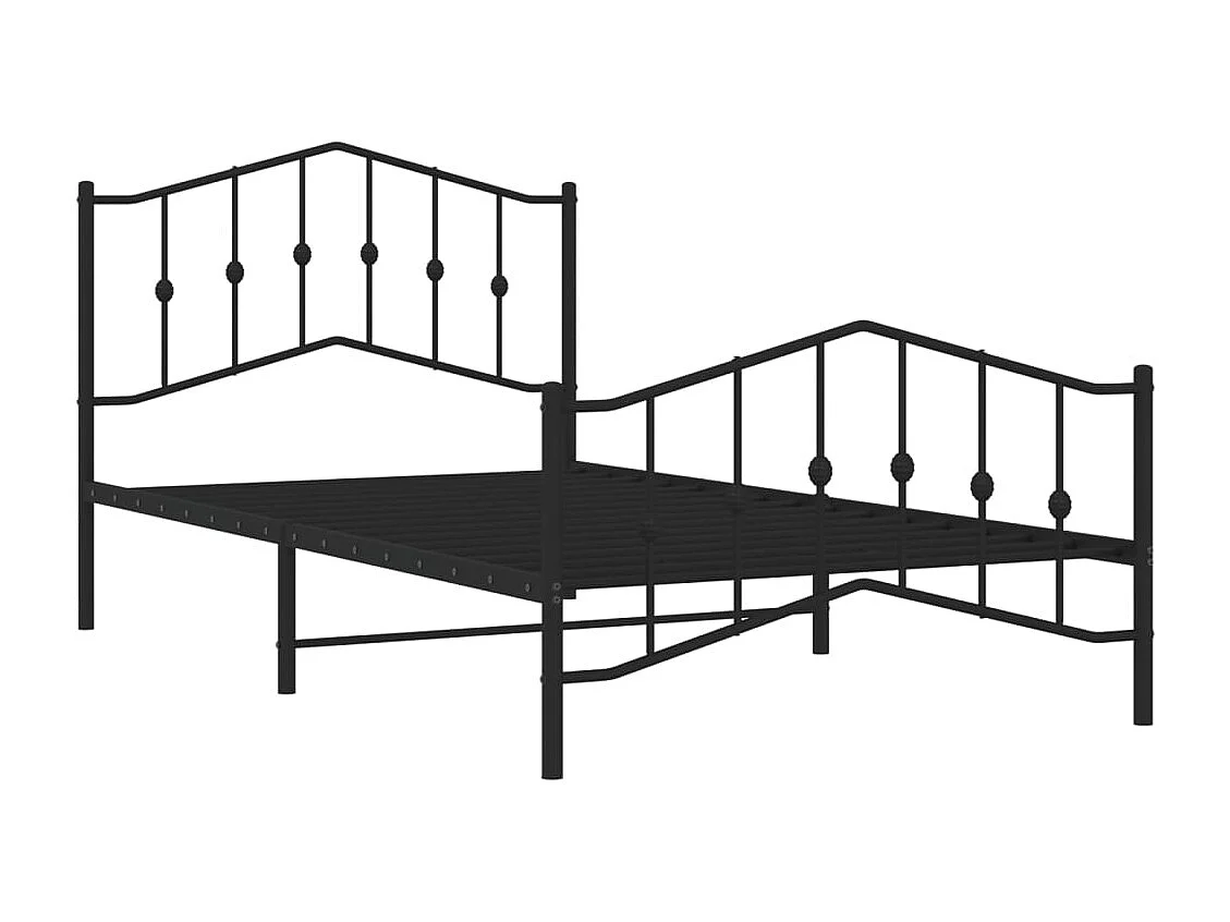 Cadre de lit métal sans matelas avec pied de lit noir 107x203cm