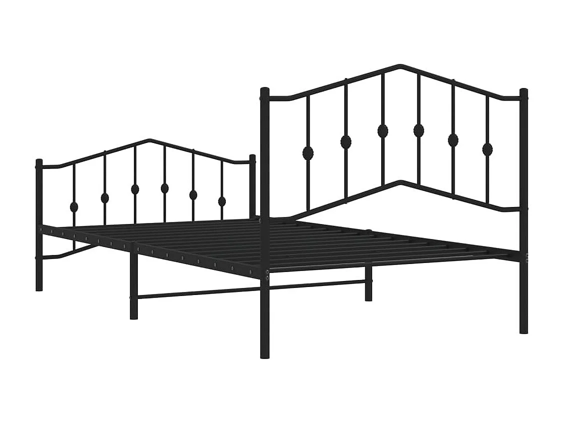 Cadre de lit métal sans matelas avec pied de lit noir 107x203cm