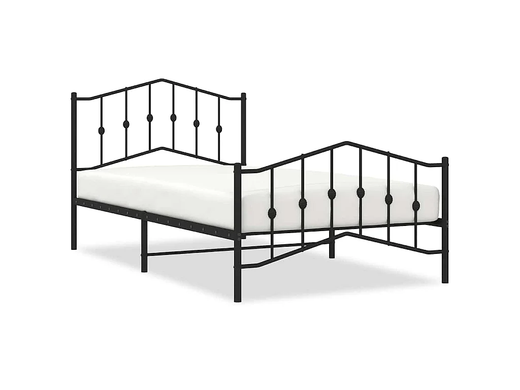Cadre de lit métal sans matelas avec pied de lit noir 107x203cm