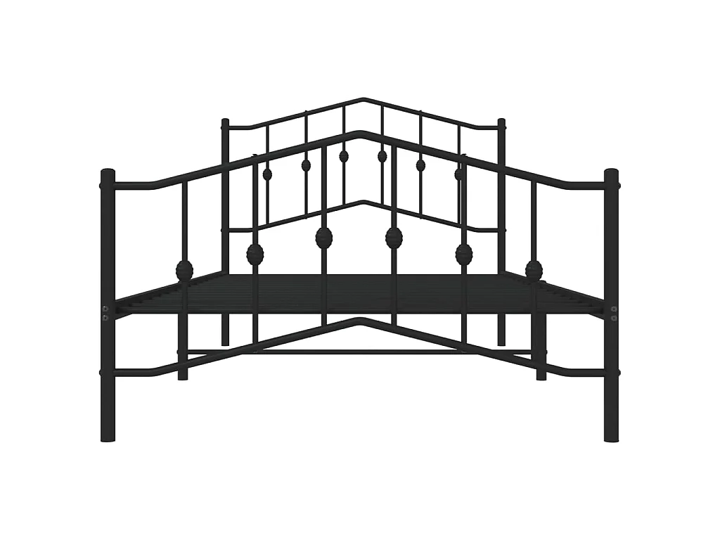 Cadre de lit métal sans matelas avec pied de lit noir 107x203cm
