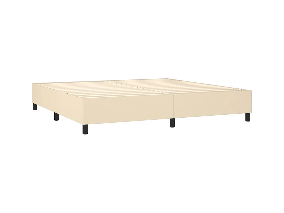 Sommier à lattes de lit et matelas et LED Crème 200x200cm Tissu