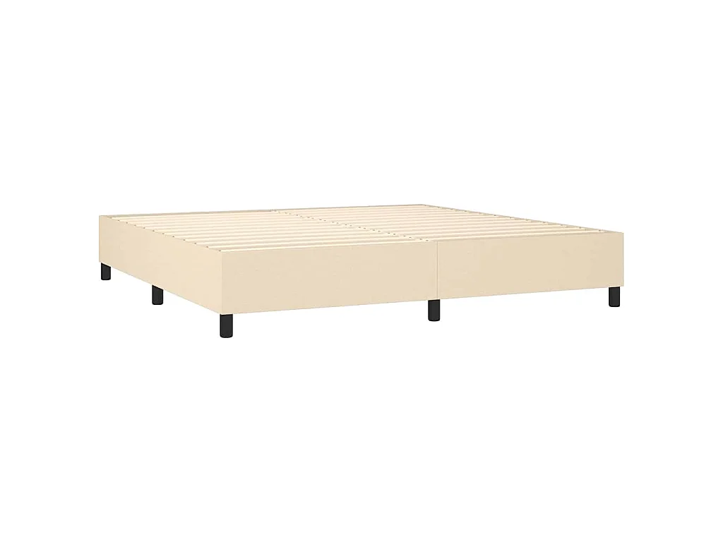 Sommier à lattes de lit et matelas et LED Crème 200x200cm Tissu