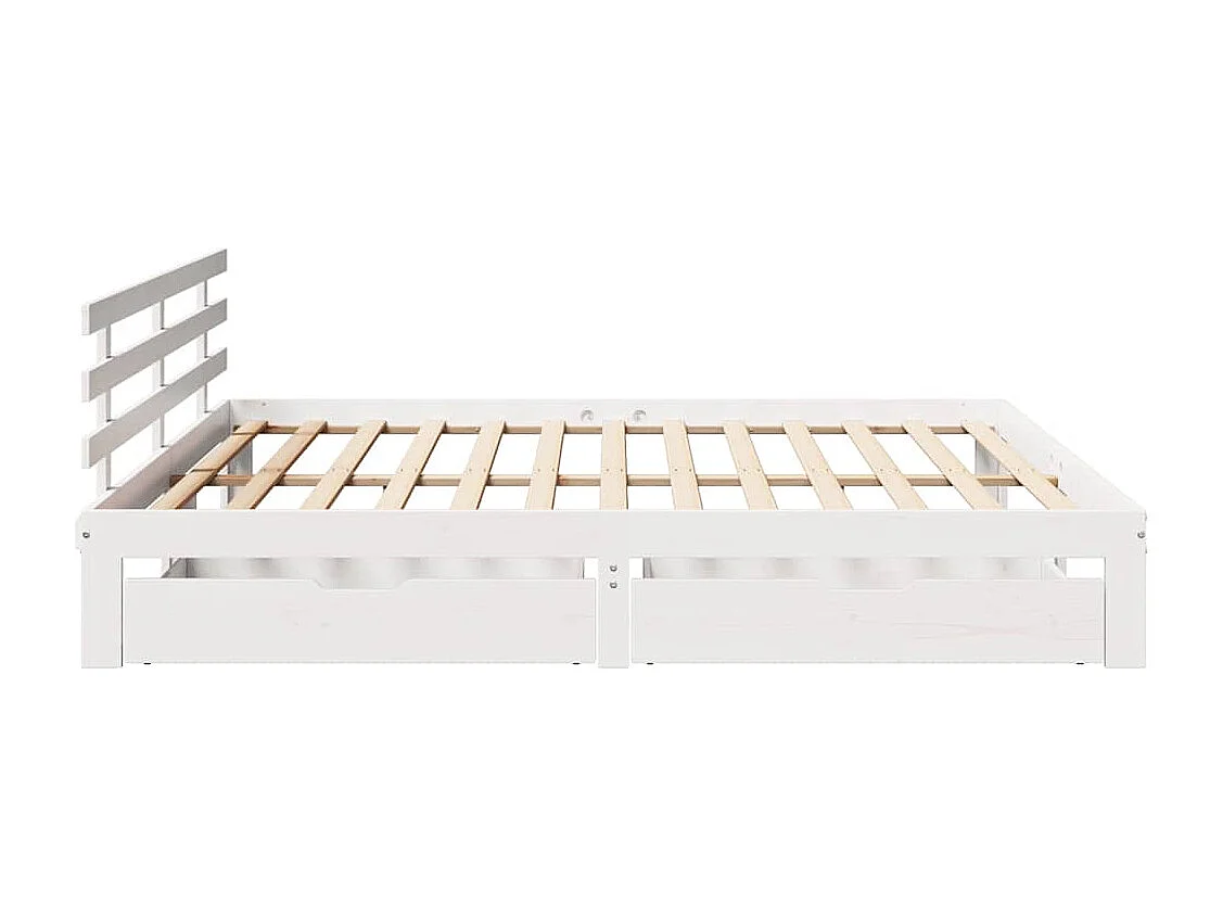 Giroletto con Cassetti Bianco 200x200 cm Legno Massello di Pino