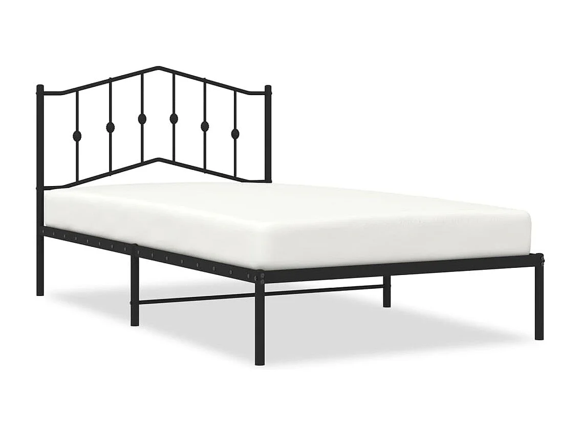 Bedframe met hoofdbord metaal zwart 107x203 cm