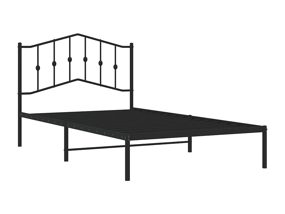 Bedframe met hoofdbord metaal zwart 107x203 cm