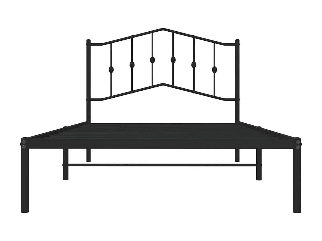 Bedframe met hoofdbord metaal zwart 107x203 cm