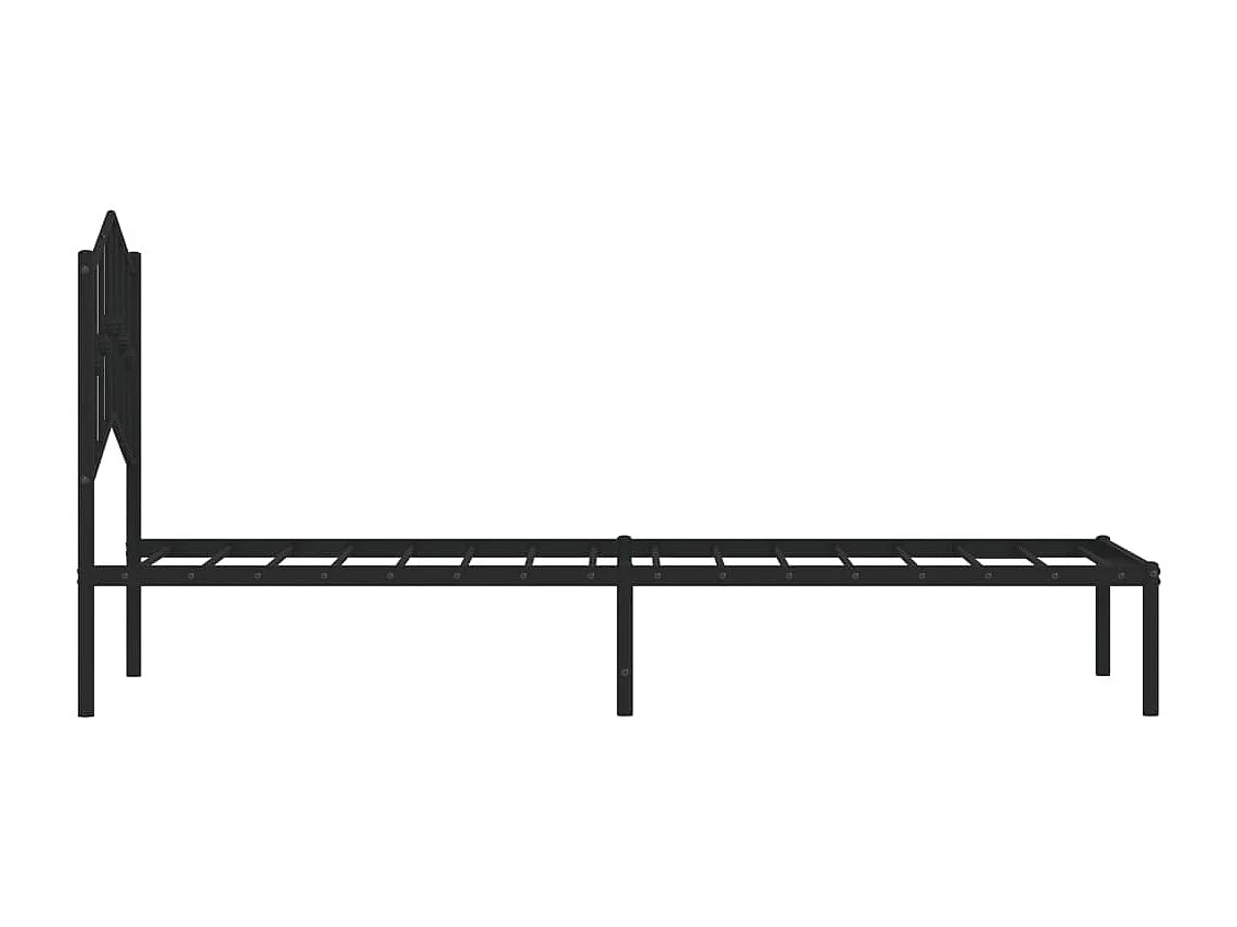 Bedframe met hoofdbord metaal zwart 107x203 cm