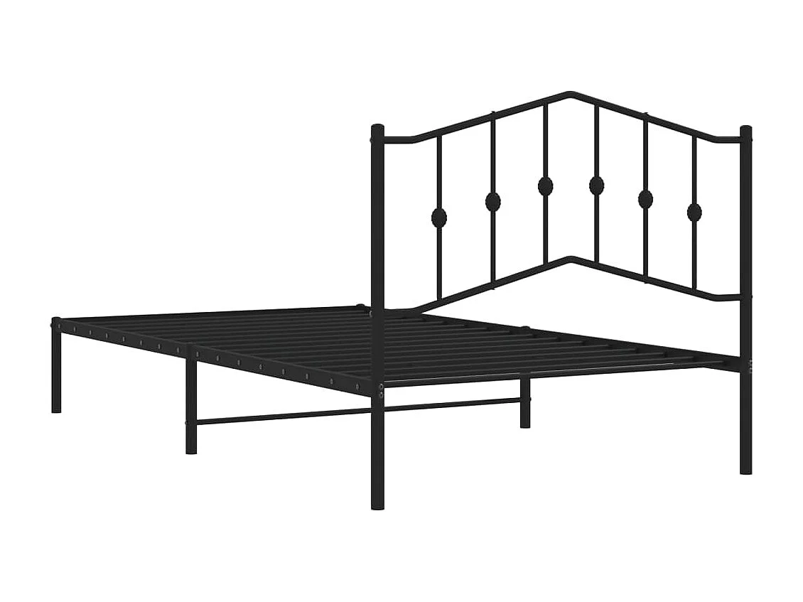 Bedframe met hoofdbord metaal zwart 107x203 cm