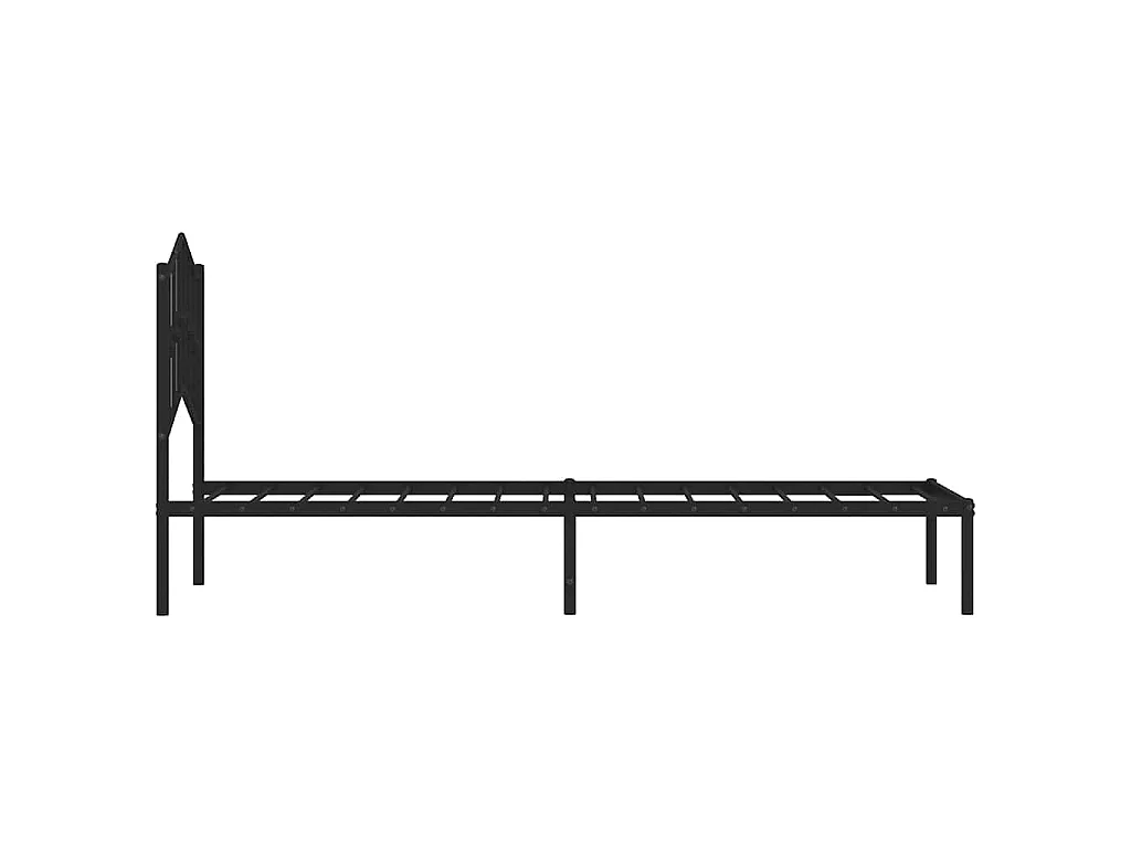 Cadre de lit métal sans matelas avec tête de lit noir 107x203cm