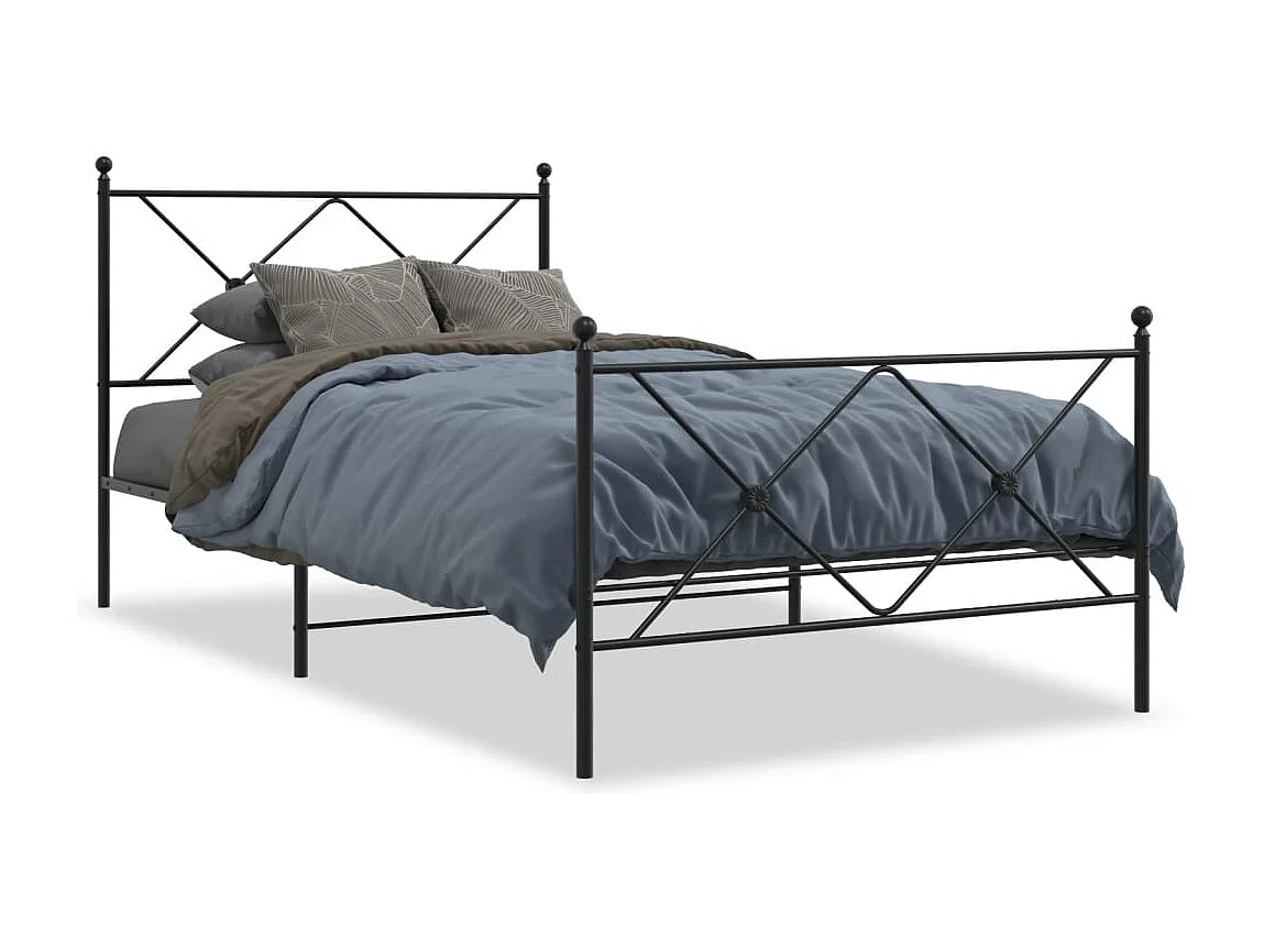 Estructura cama sin colchón con estribo metal negro 107x203 cm