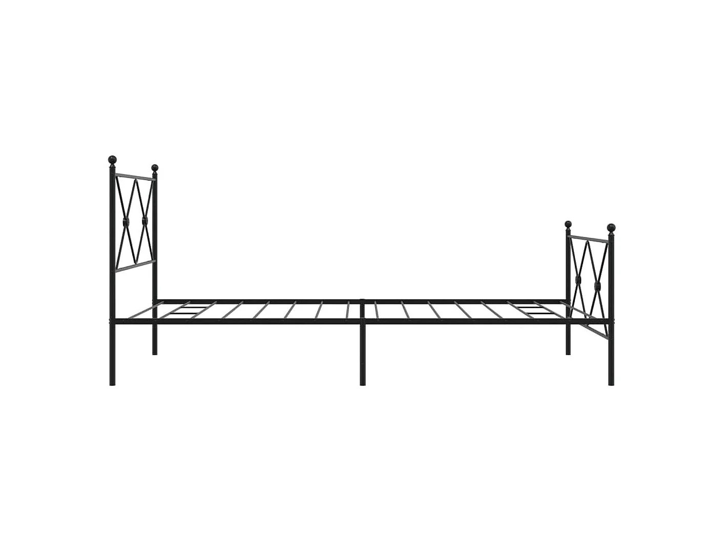Cadre de lit métal sans matelas avec pied de lit noir 107x203cm