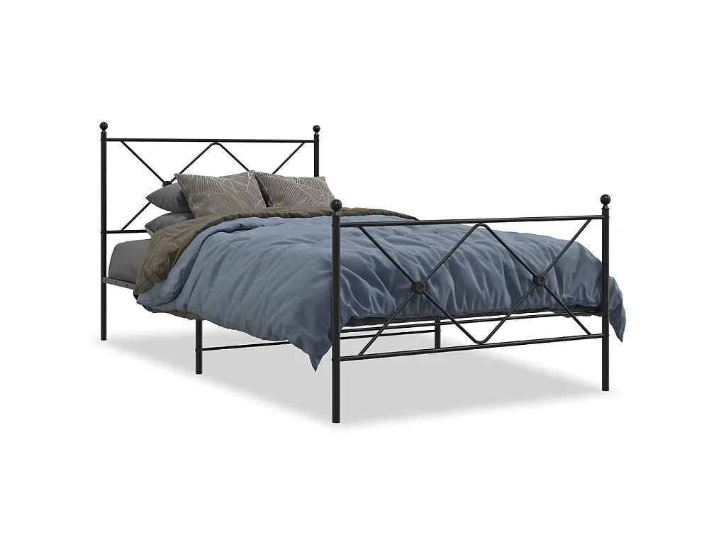 Giroletto con Testiera e Pediera Metallo Nero 107x203 cm