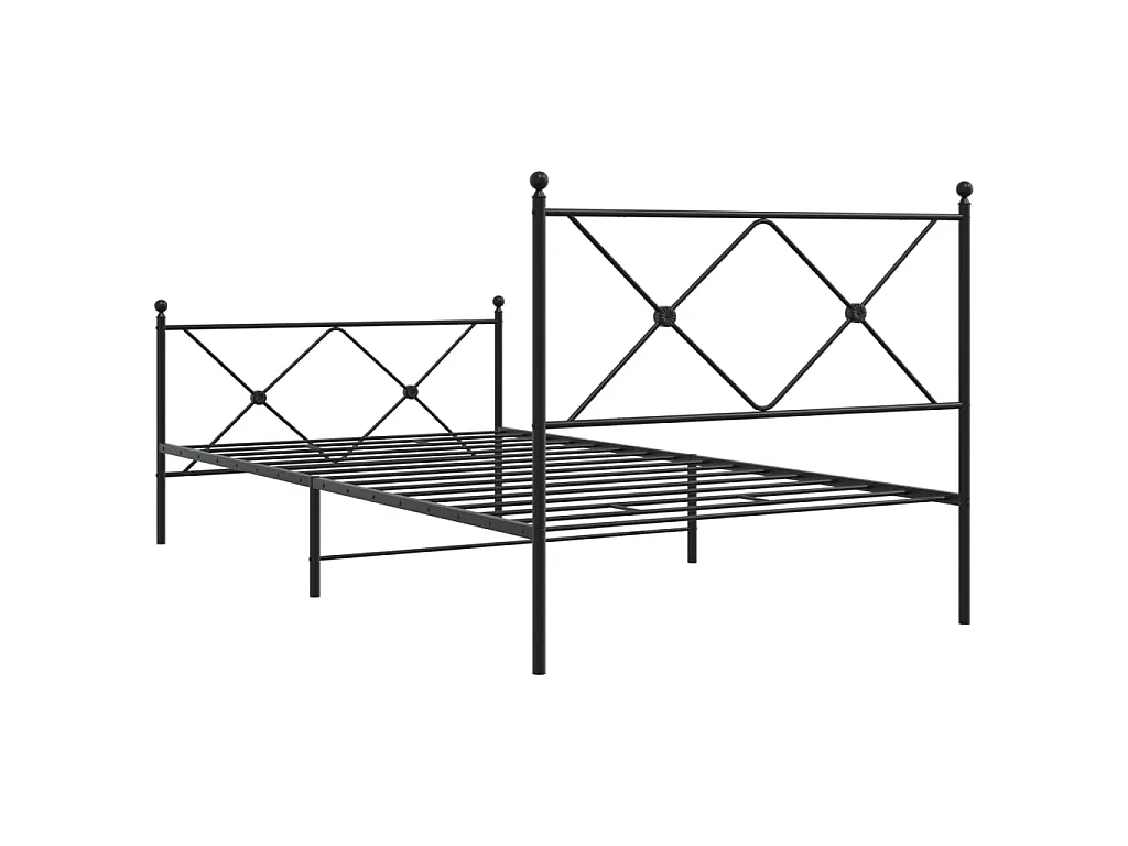 Giroletto con Testiera e Pediera Metallo Nero 107x203 cm