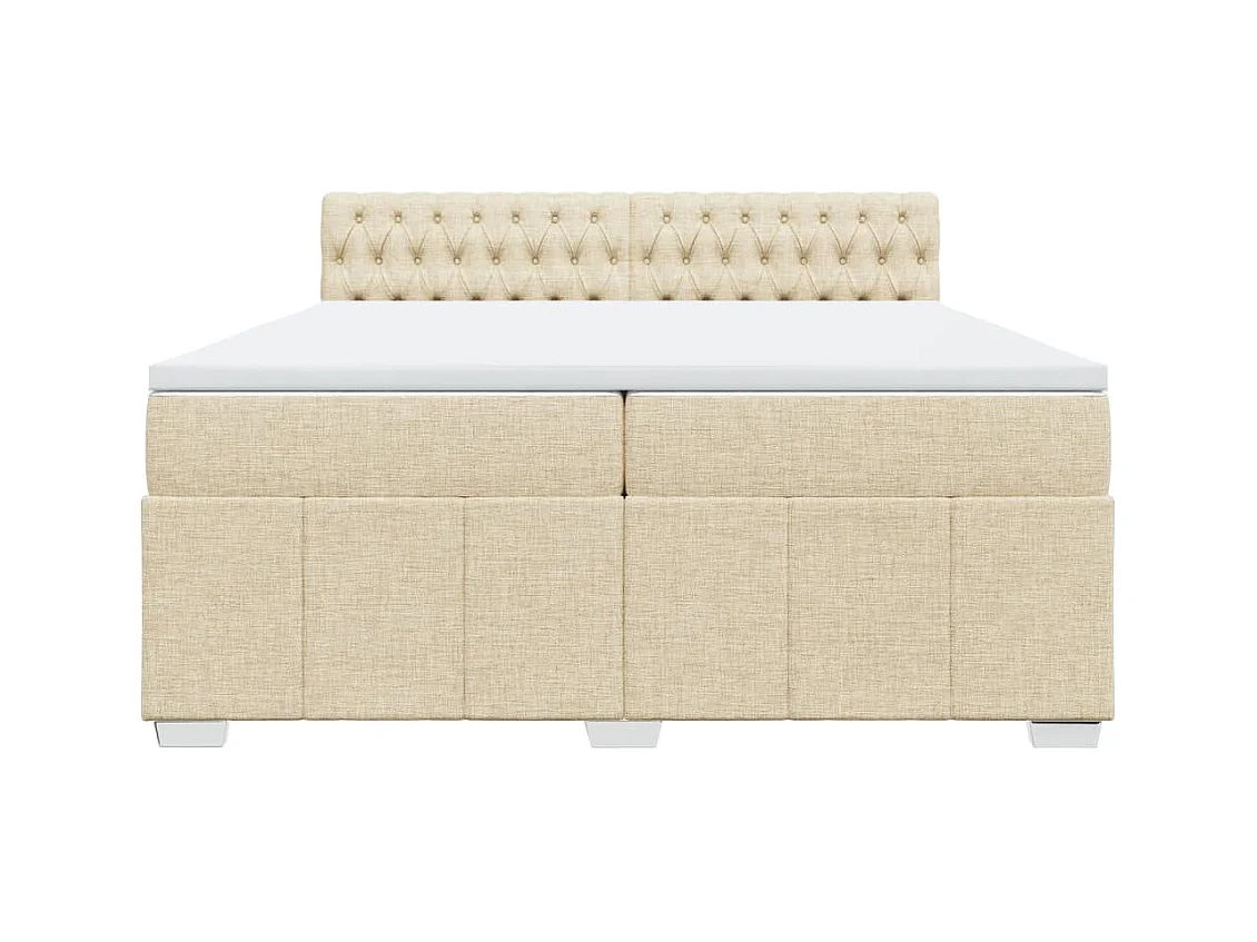 Sommier à lattes de lit avec matelas Crème 200x200 cm Tissu