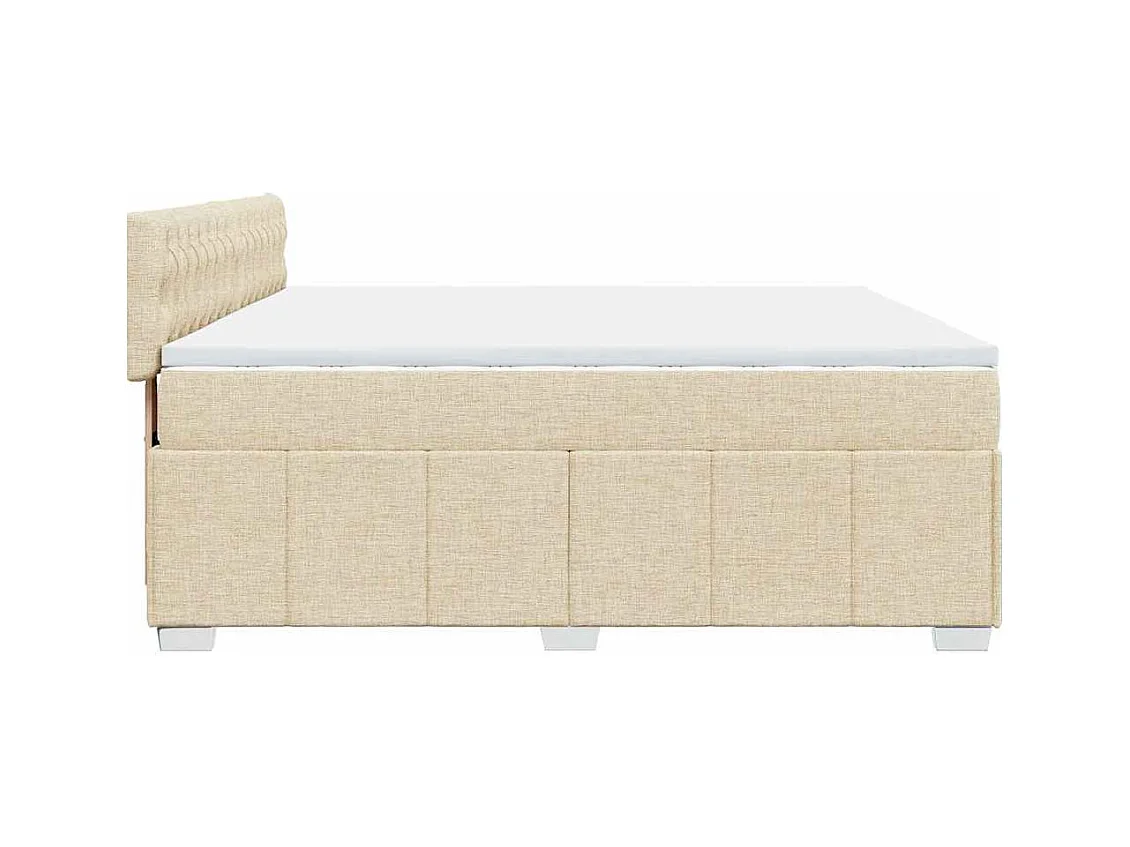 Cama box spring con colchón tela color crema 200x200 cm