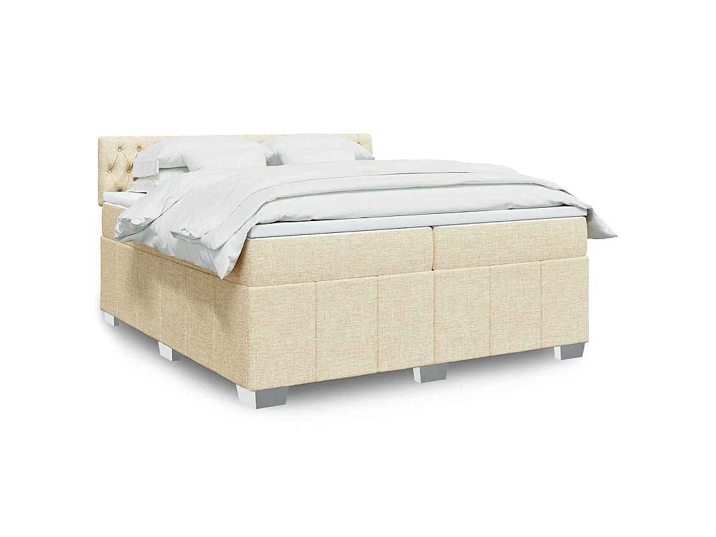 Giroletto a Molle con Materasso Crema 200x200 cm in Tessuto