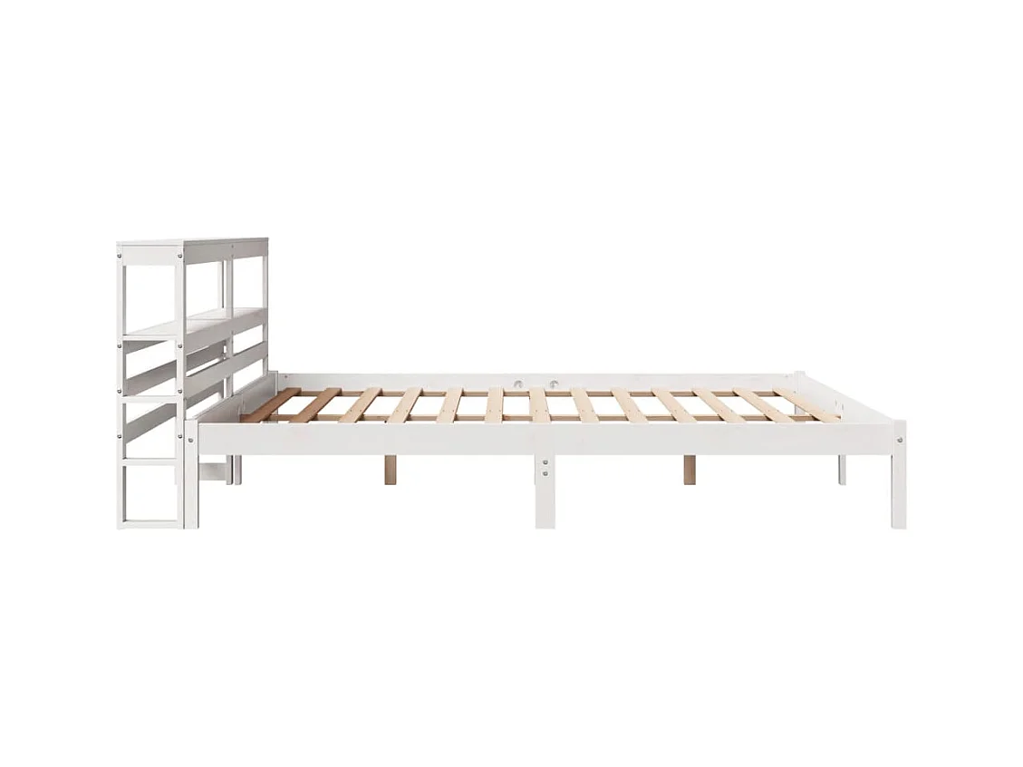 Cadre de lit sans matelas blanc 200x200 cm bois massif de pin