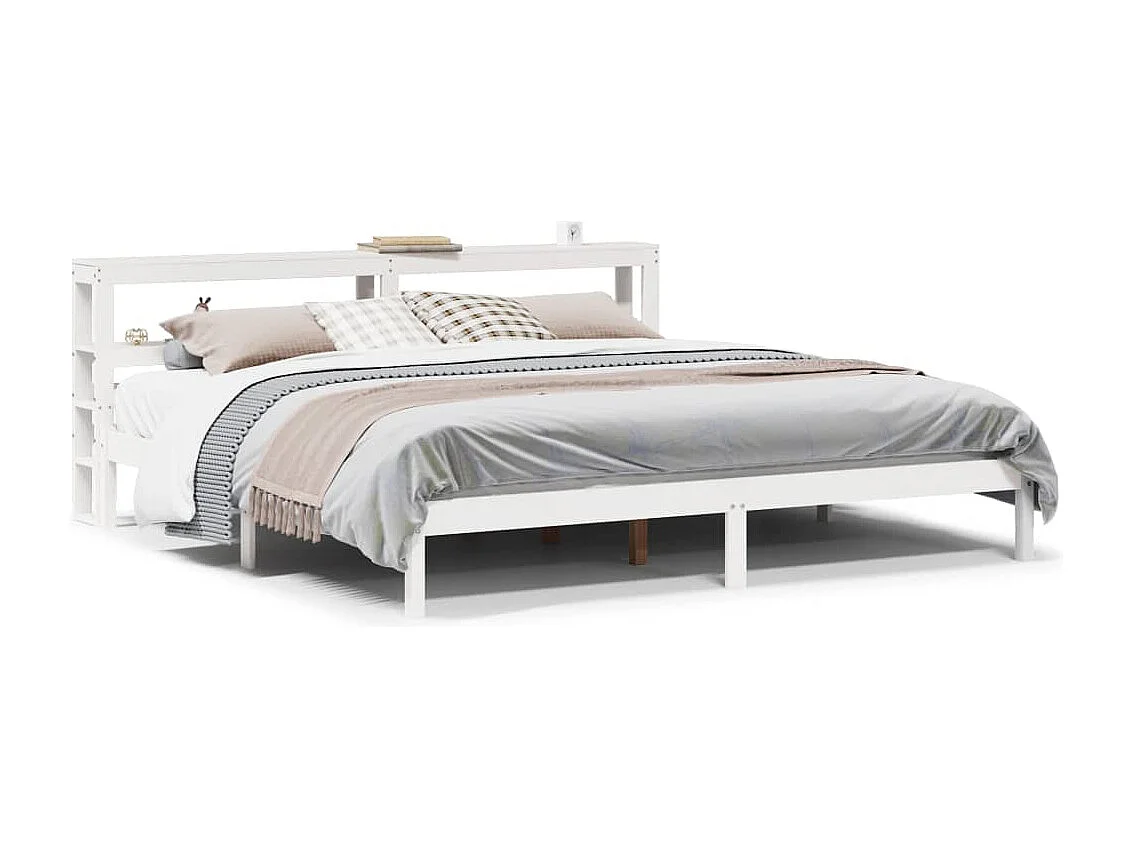 Cadre de lit sans matelas blanc 200x200 cm bois massif de pin