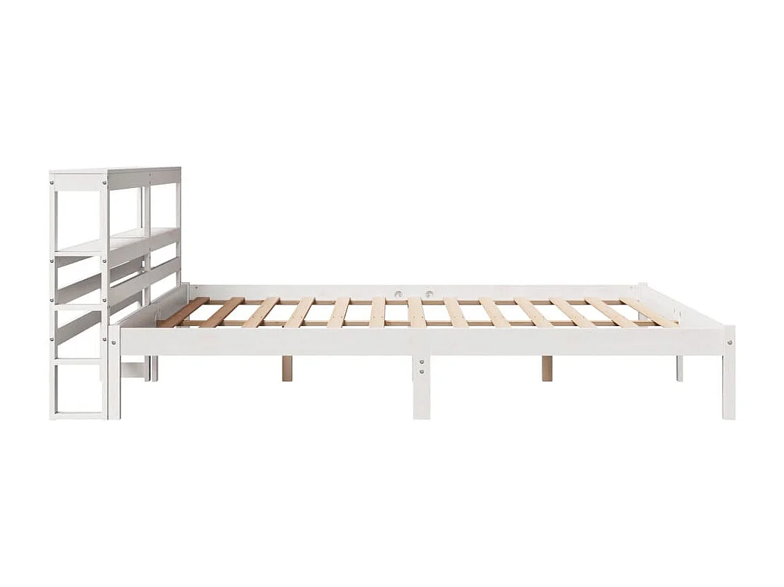 Cadre de lit sans matelas blanc 200x200 cm bois massif de pin