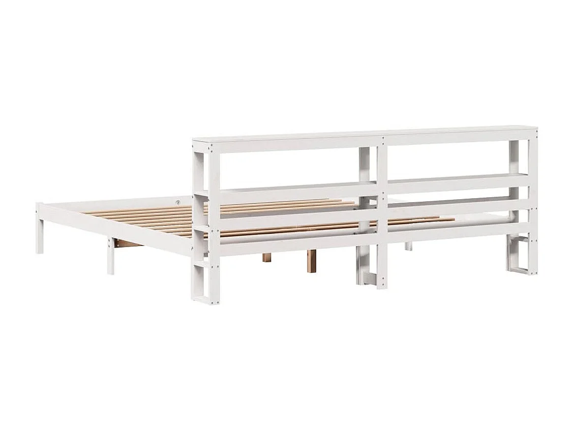 Cadre de lit sans matelas blanc 200x200 cm bois massif de pin