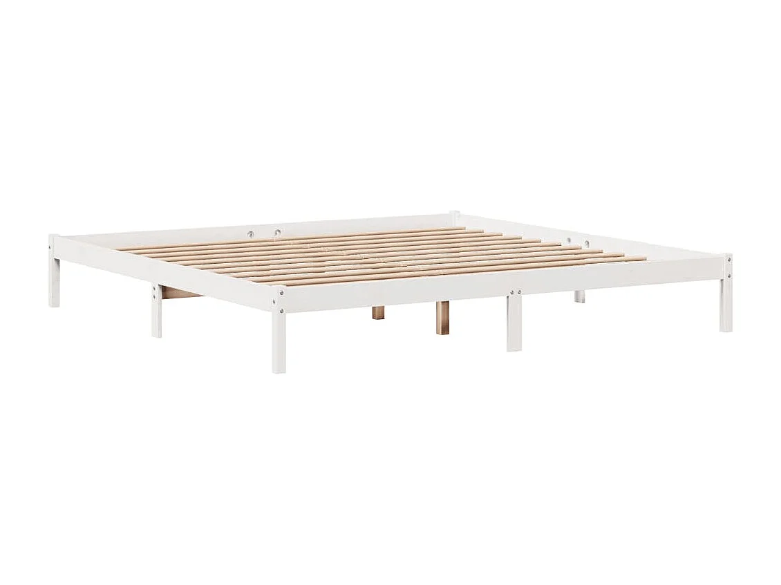 Cadre de lit sans matelas blanc 200x200 cm bois massif de pin