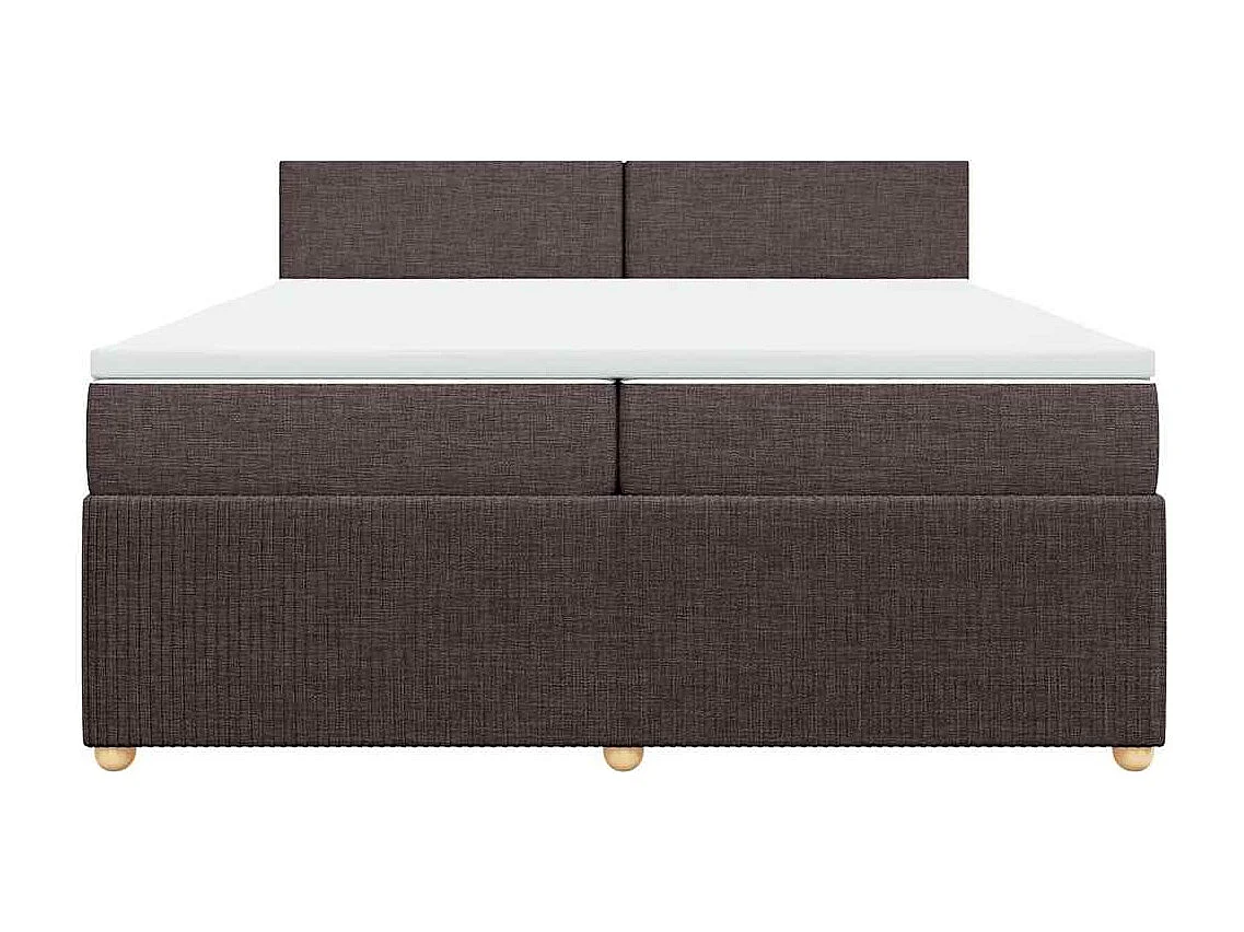 Cama box spring con colchón tela marrón oscuro 200x200 cm