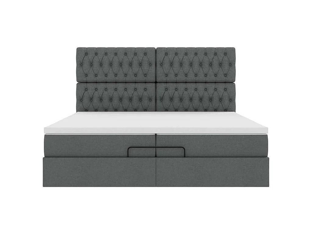Ottoman bed met matrassen en LED's 200x200cm stof donkergrijs
