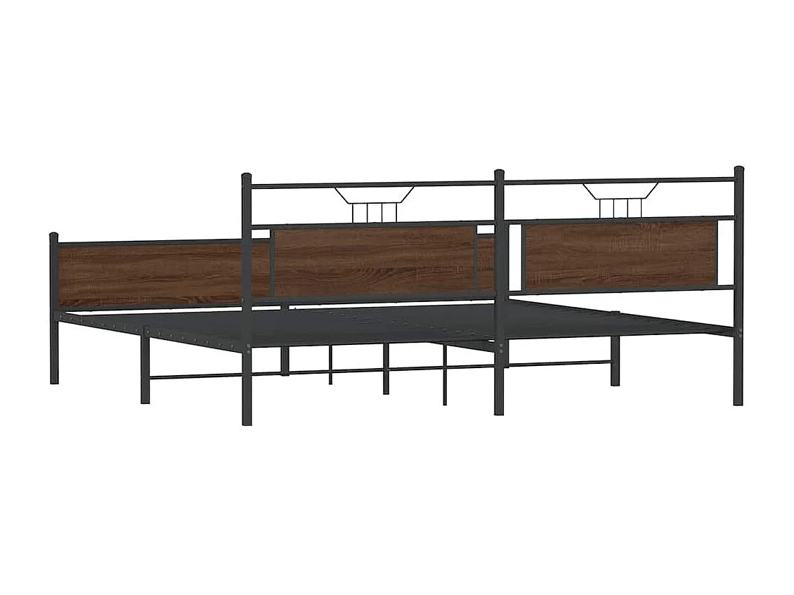 Estructura de cama sin colchón metal roble marrón 200x200 cm