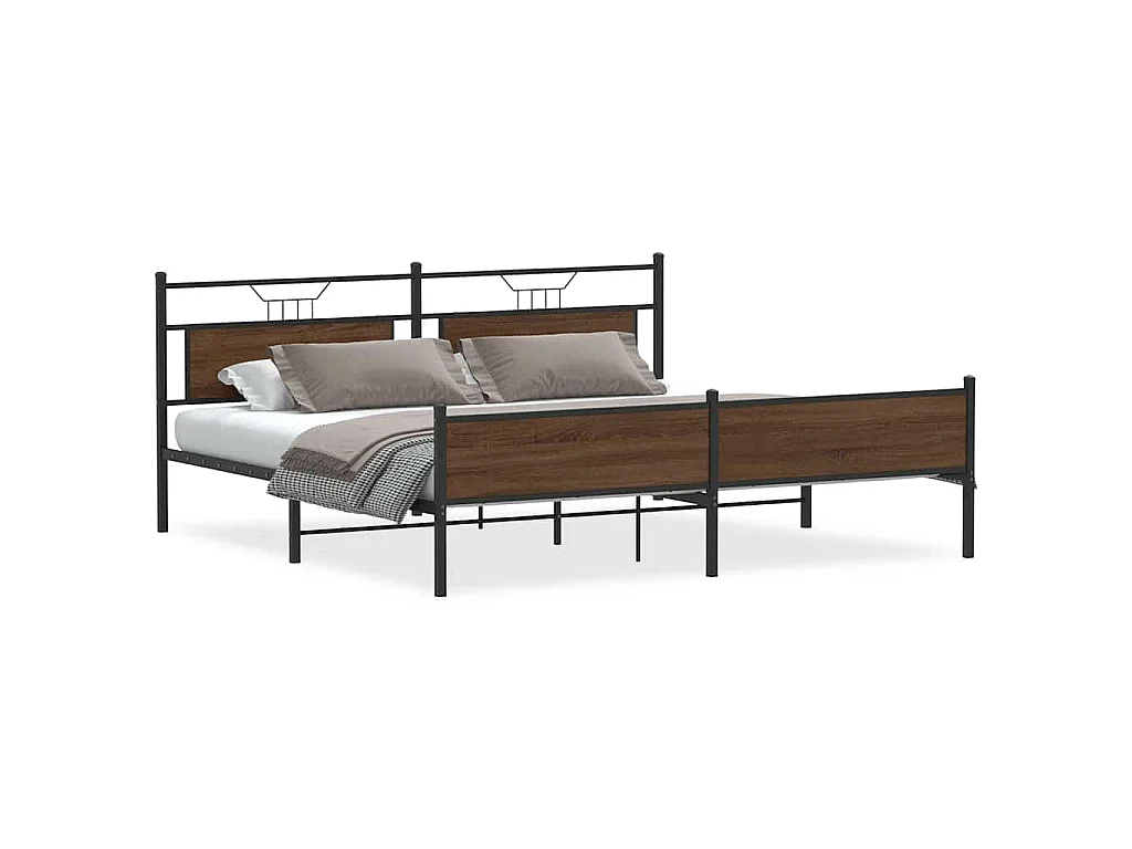 Bedframe zonder matras metaal bruin eikenkleurig 200x200 cm