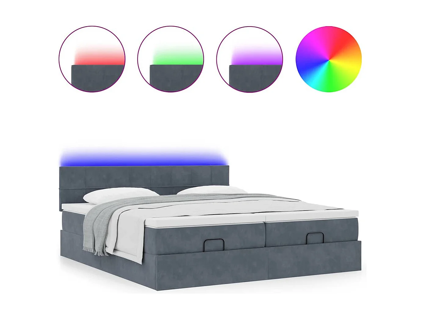 moldura de cama otomana  com colchão cinza escuro veludo