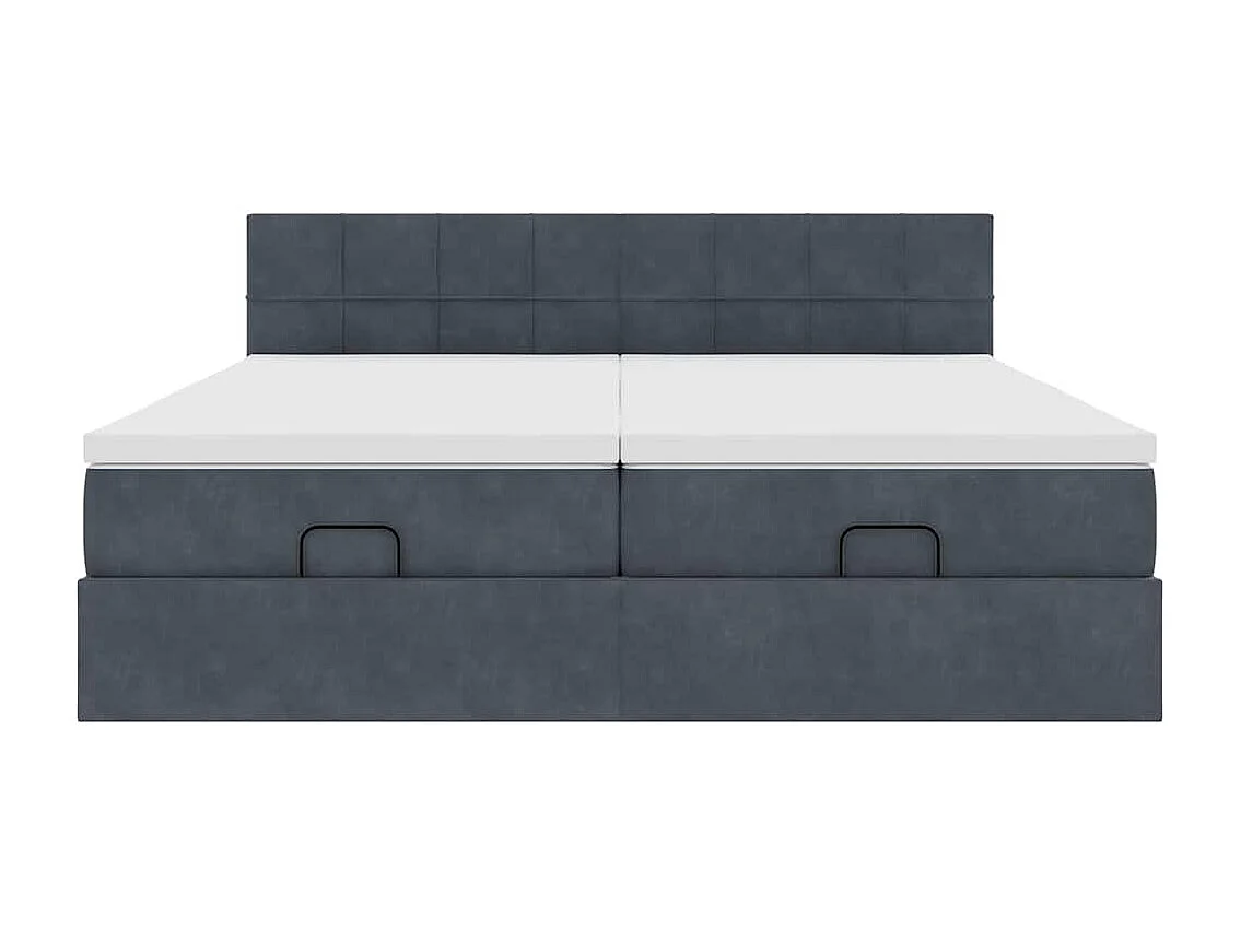 moldura de cama otomana  com colchão cinza escuro veludo