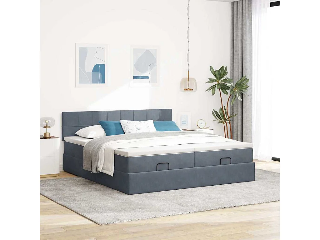 Struttura Letto Pouf con Materassi 200x200 cm Velluto