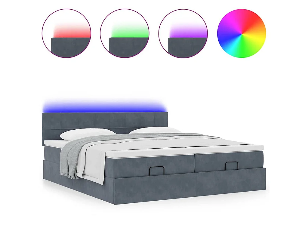 Struttura Letto Pouf con Materassi 200x200 cm Velluto