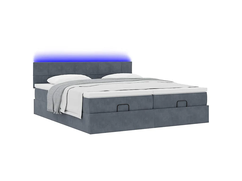 Struttura Letto Pouf con Materassi 200x200 cm Velluto