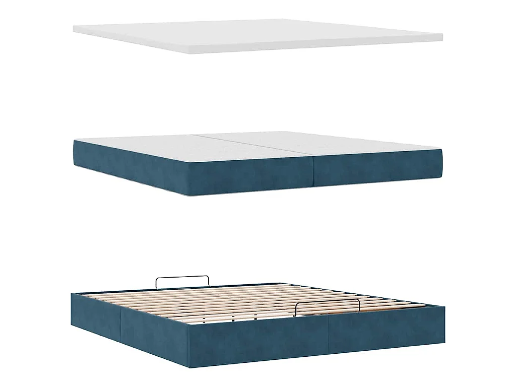 Struttura Letto Pouf con Materasso 200x200 cm in Velluto