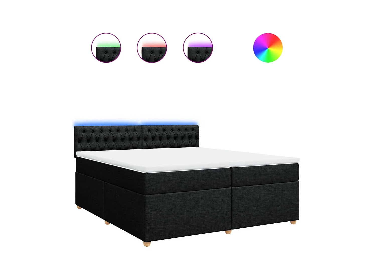 Sommier à lattes de lit avec matelas Noir 200x200 cm Tissu