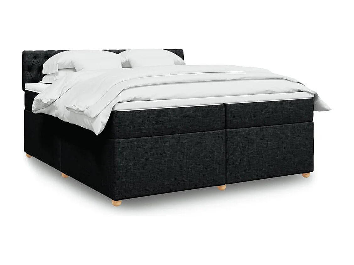Sommier à lattes de lit avec matelas Noir 200x200 cm Tissu