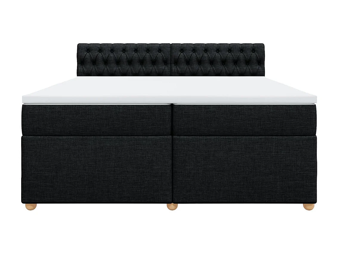 Sommier à lattes de lit avec matelas Noir 200x200 cm Tissu