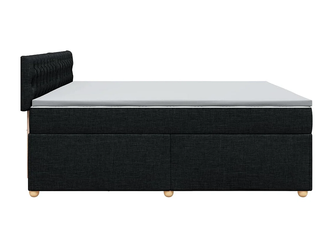 Sommier à lattes de lit avec matelas Noir 200x200 cm Tissu