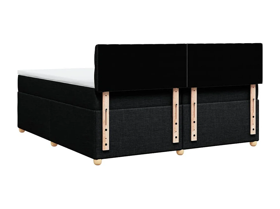 Sommier à lattes de lit avec matelas Noir 200x200 cm Tissu