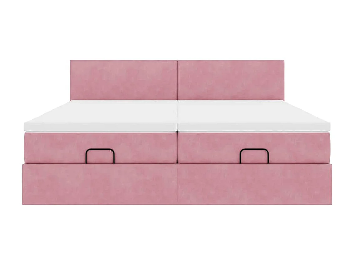 Ottoman bed met matrassen en LED's 200x200cm fluweel roze